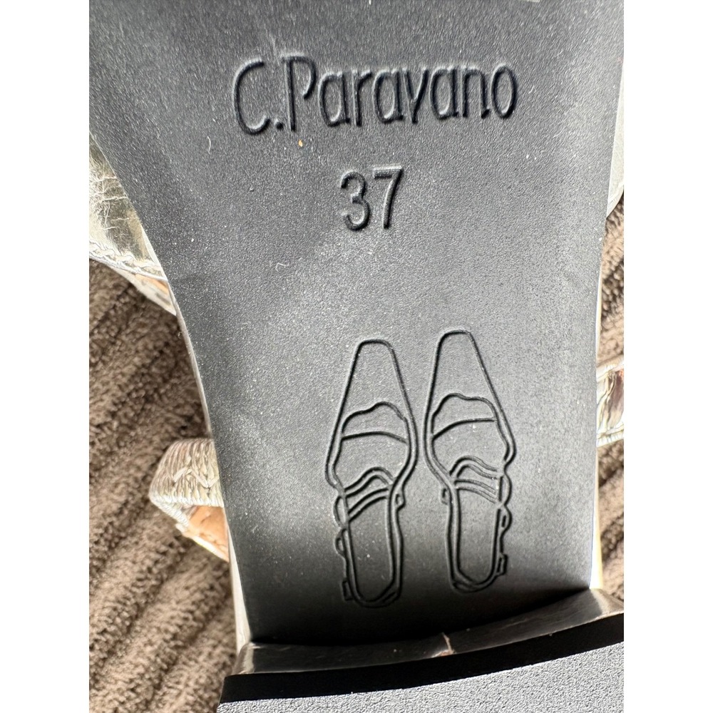 NWOT C.Paravano Silver Metallic Pointed Toe Slingback Mary Jane Flats Chic S6.5 - Picture 6 of 10